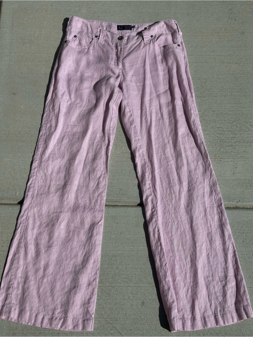 Giorgio Armani Pastel Pink Wide-Leg Linen Pants